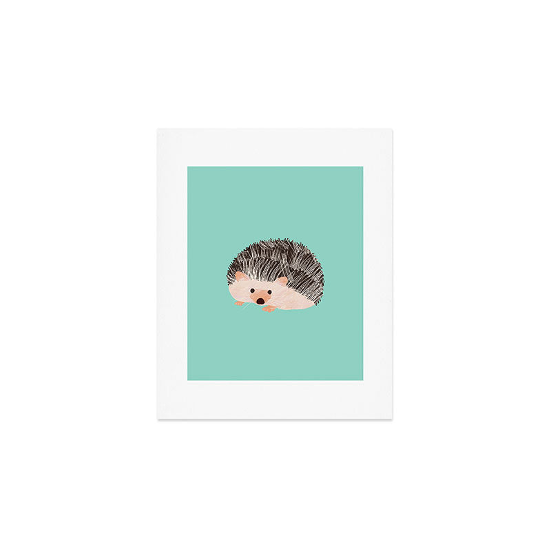 Hedgehog Turquoise Art Print Gallery Image 1