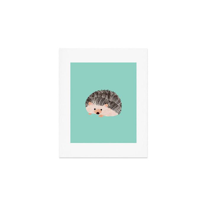 Hedgehog Turquoise Art Print Gallery Image 1