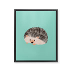 Hedgehog Turquoise Framed Canvas Print Gallery Image 8
