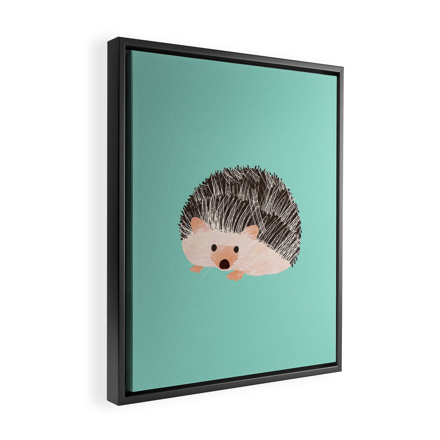 Hedgehog Turquoise Framed Canvas Print Gallery Image 2