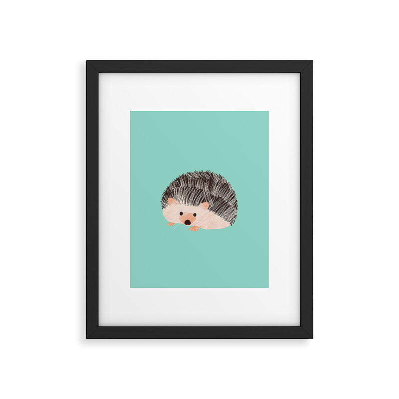 Hedgehog Turquoise Framed Art Print Gallery Image 4