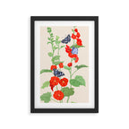 Hollyhock and Butterflies Framed Art Print Gallery Image 2
