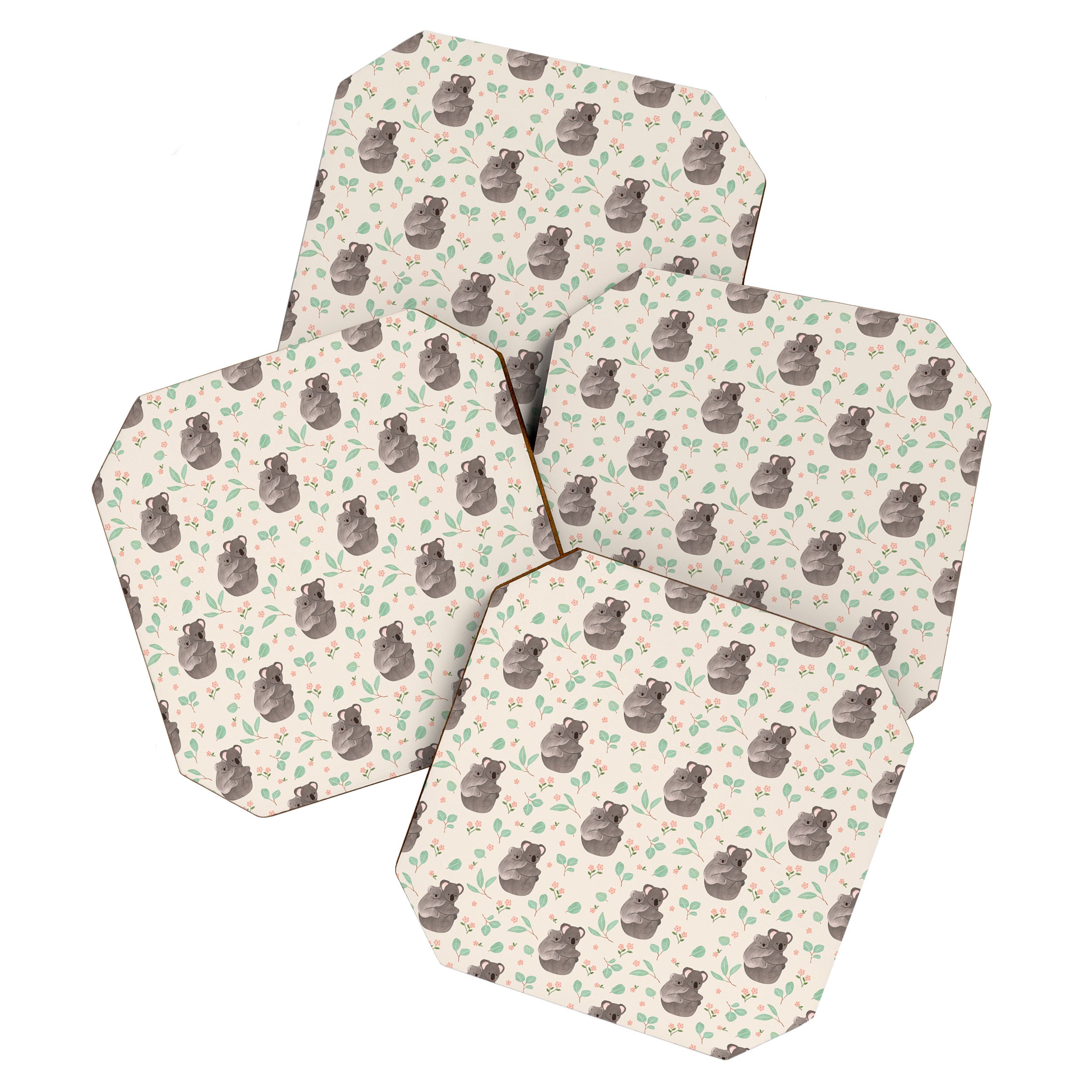 Koala and Eucalyptus Pattern Coaster Gallery Image 1