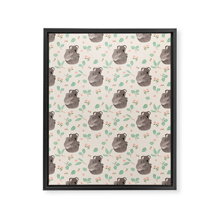 Koala and Eucalyptus Pattern Framed Canvas Print Gallery Image 1