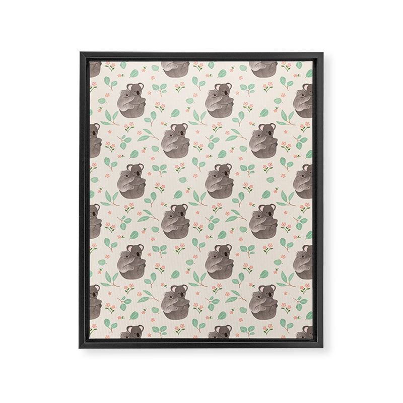 Koala and Eucalyptus Pattern Framed Canvas Print Gallery Image 8
