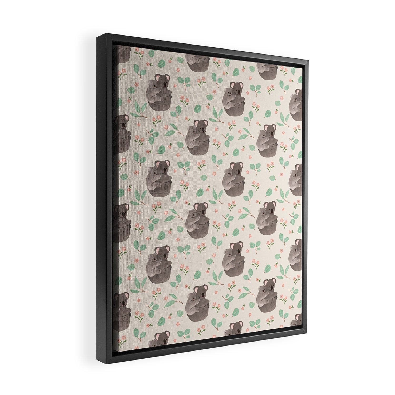 Koala and Eucalyptus Pattern Framed Canvas Print Gallery Image 2