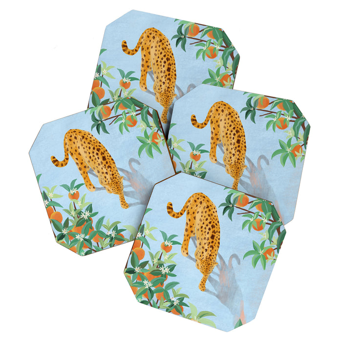 Leopard and Orange Trees Coaster Gallery Image 1