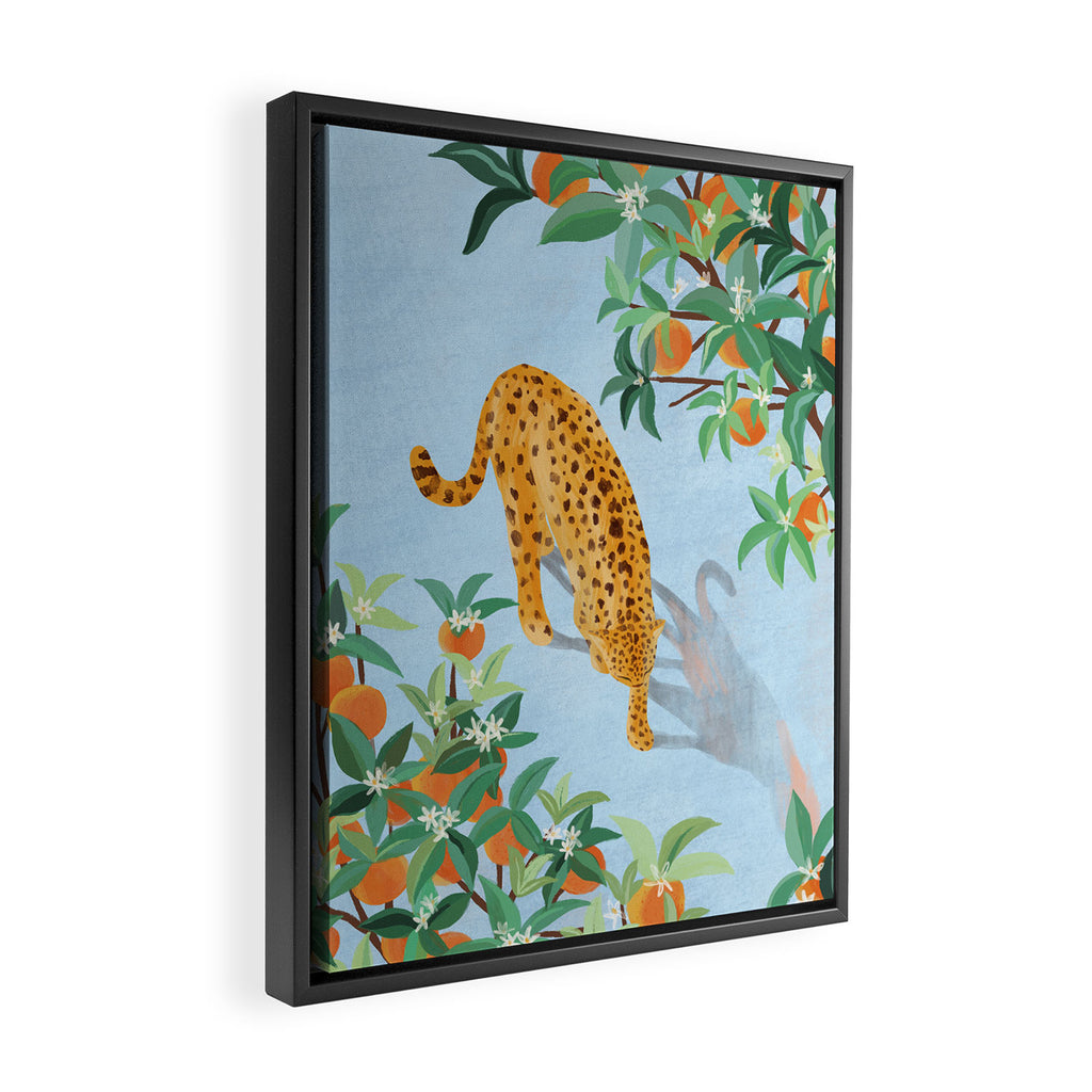 Leopard and Orange Trees Framed Canvas Print Gallery Image 2
