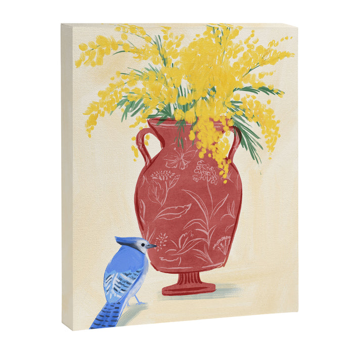 Mimosa and Blue Jay Canvas Print Gallery Image 1