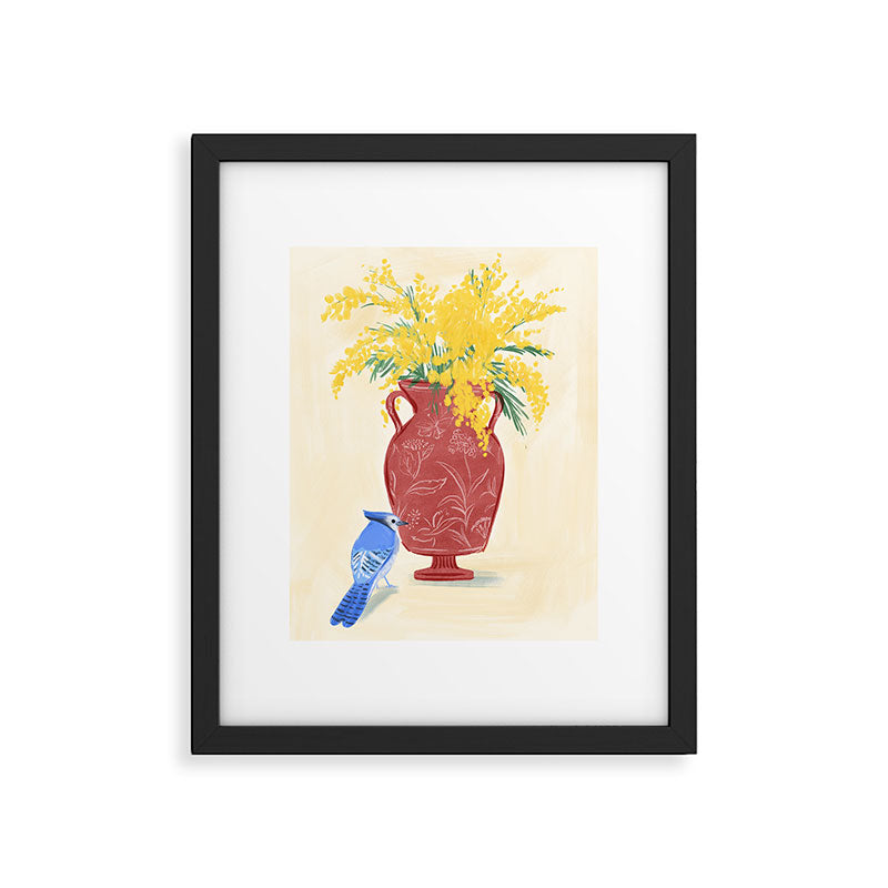 Mimosa and Blue Jay Framed Art Print Gallery Image 5