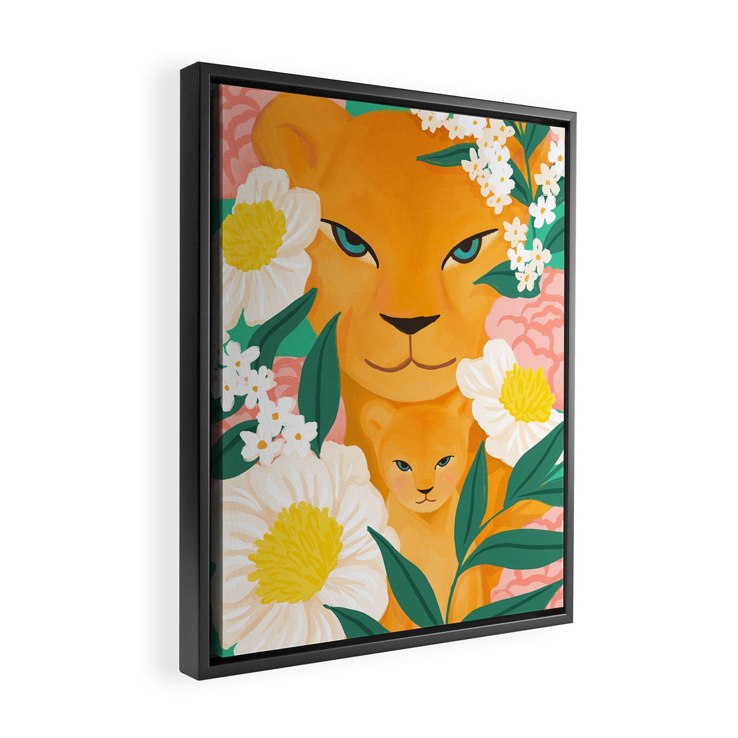 Mother Lion and Cub I Framed Canvas Print Gallery Image 2