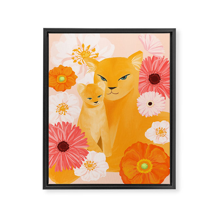 Mother Lion and cub II Framed Canvas Print Gallery Image 1