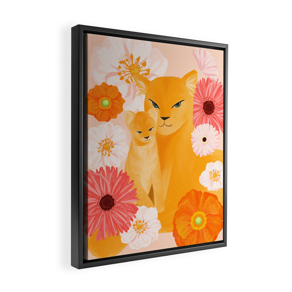 Mother Lion and cub II Framed Canvas Print Gallery Image 2
