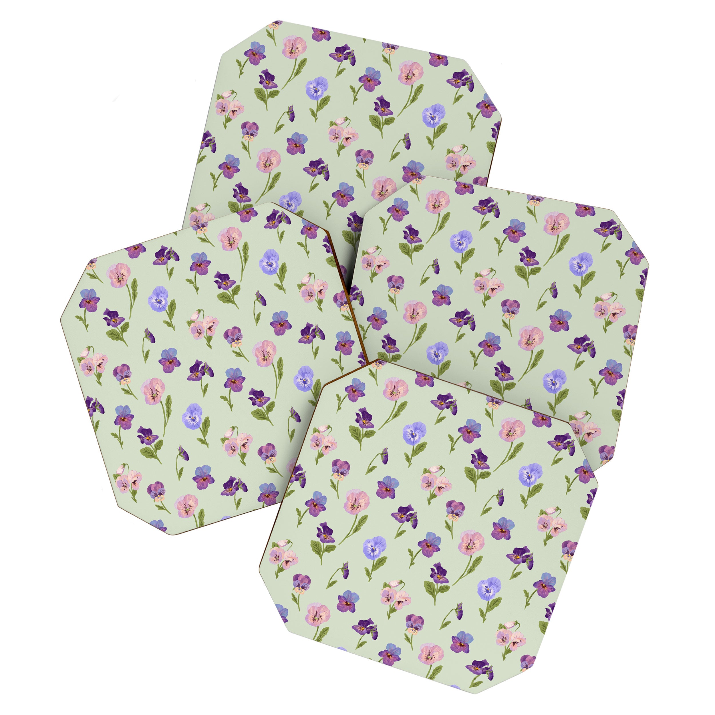Pansy Flower Pattern Coaster Gallery Image 1