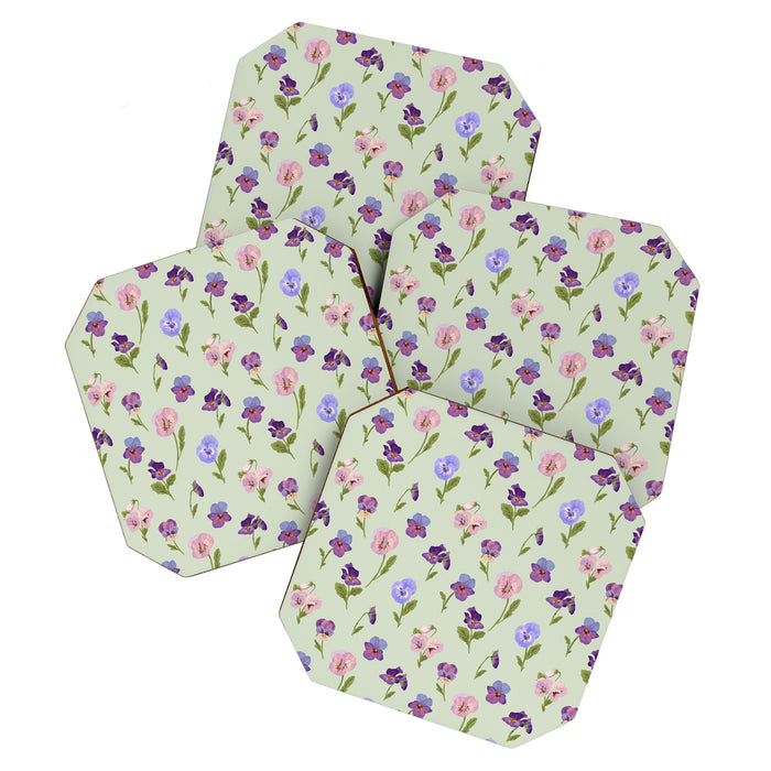 Pansy Flower Pattern Coaster Gallery Image 1