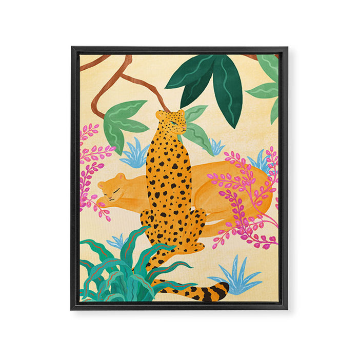 Panthers in Magical Garden Framed Canvas Print Gallery Image 1