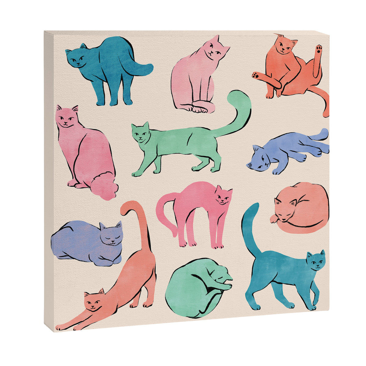 Pastel Cats Canvas Print Gallery Image 3