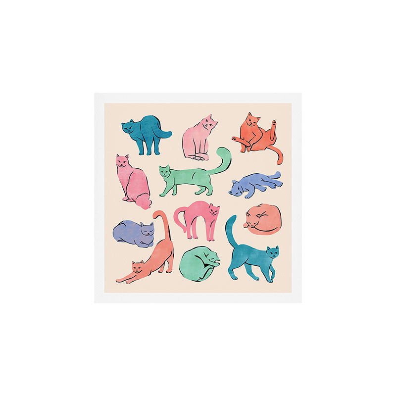 Pastel Cats Art Print Gallery Image 1