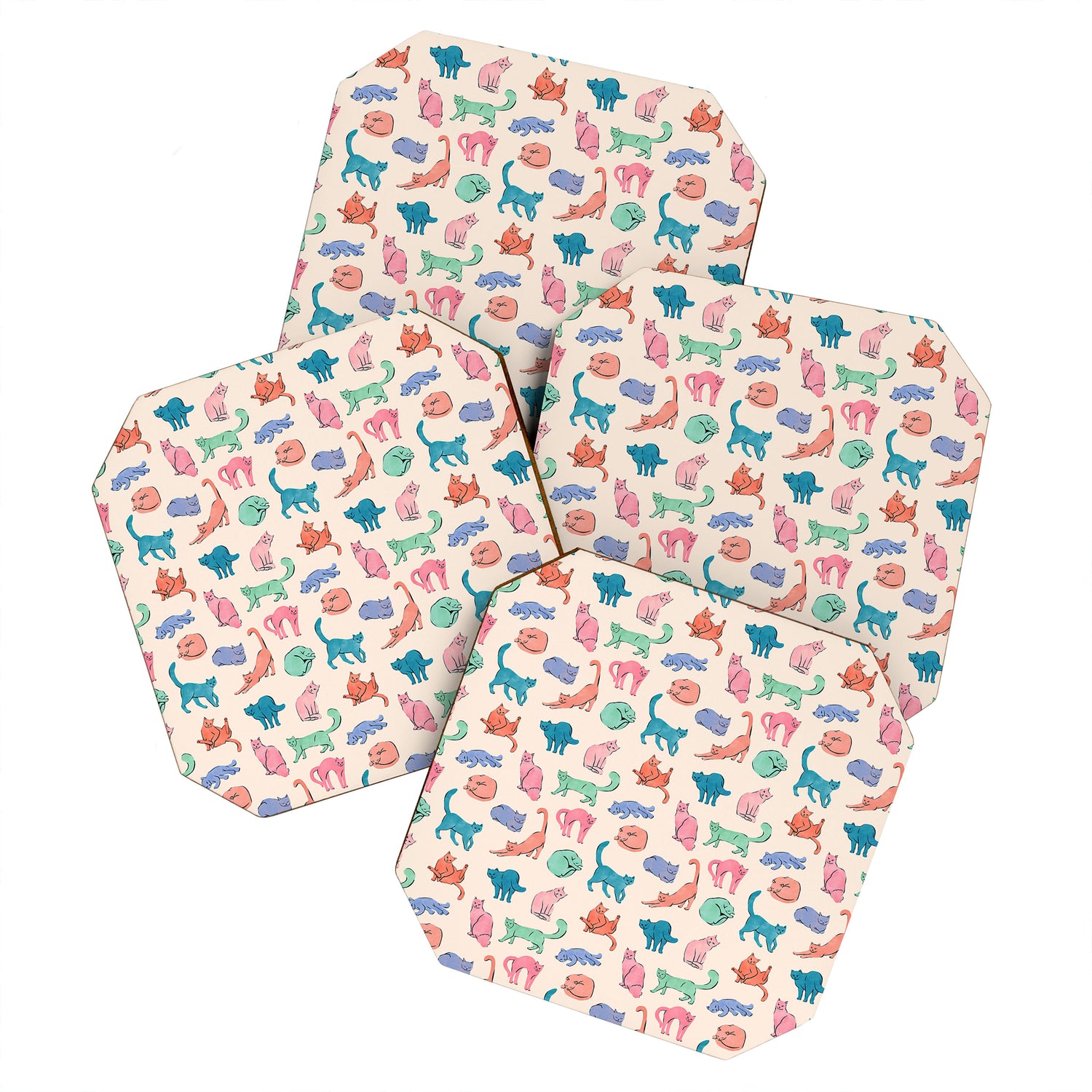 Pastel Cats Coaster Gallery Image 1