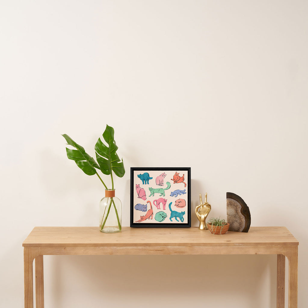 Pastel Cats Framed Canvas Print Gallery Image 3