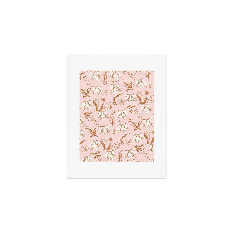 Pink Abstract Tiger Pattern Art Print Gallery Image 1