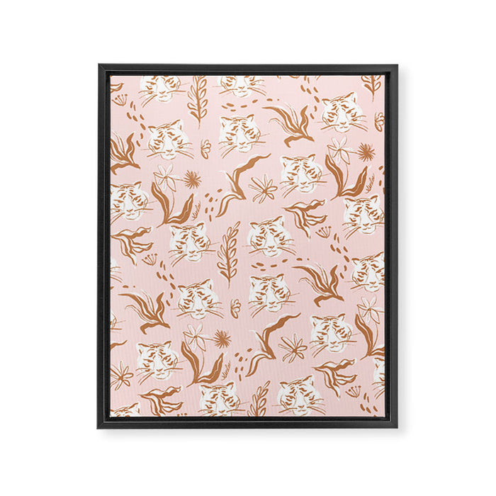 Pink Abstract Tiger Pattern Framed Canvas Print Gallery Image 1