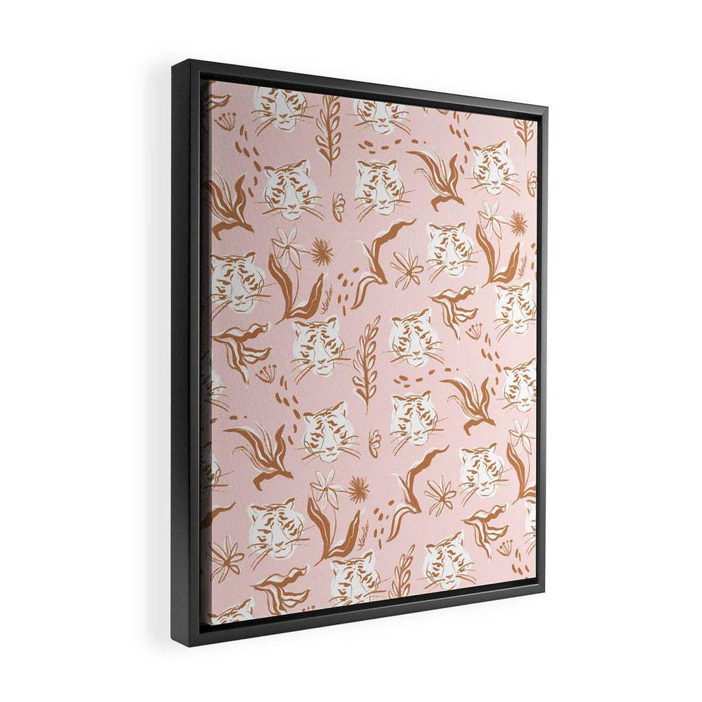 Pink Abstract Tiger Pattern Framed Canvas Print Gallery Image 2