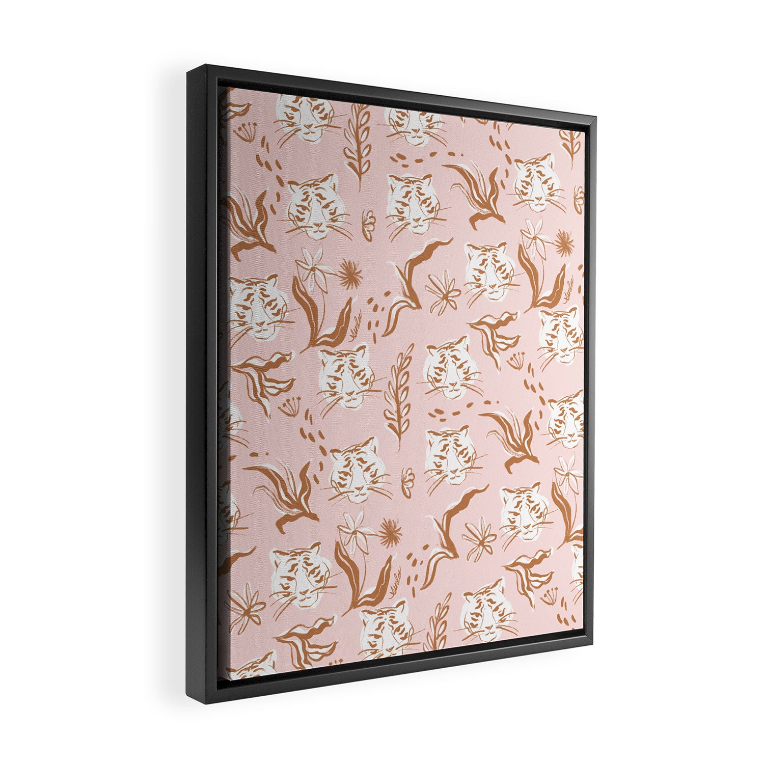 Pink Abstract Tiger Pattern Framed Canvas Print Gallery Image 2