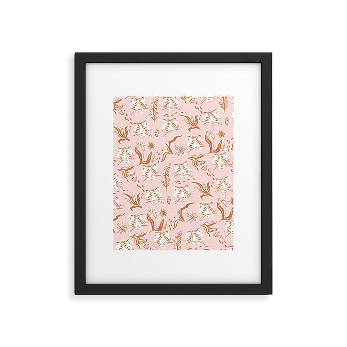 Pink Abstract Tiger Pattern Framed Art Print Gallery Image 1