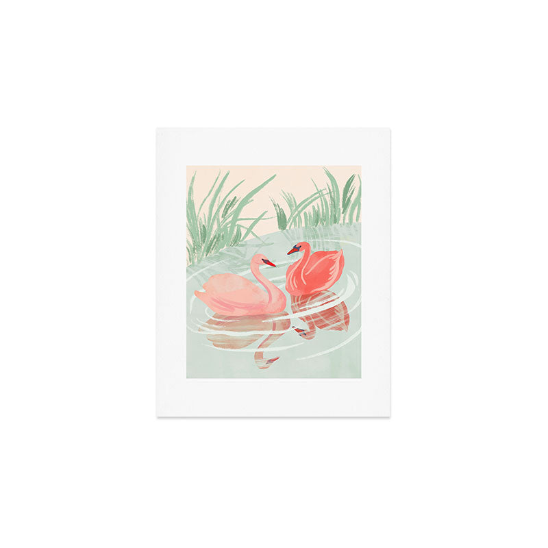 Pink Swans Art Print Gallery Image 1