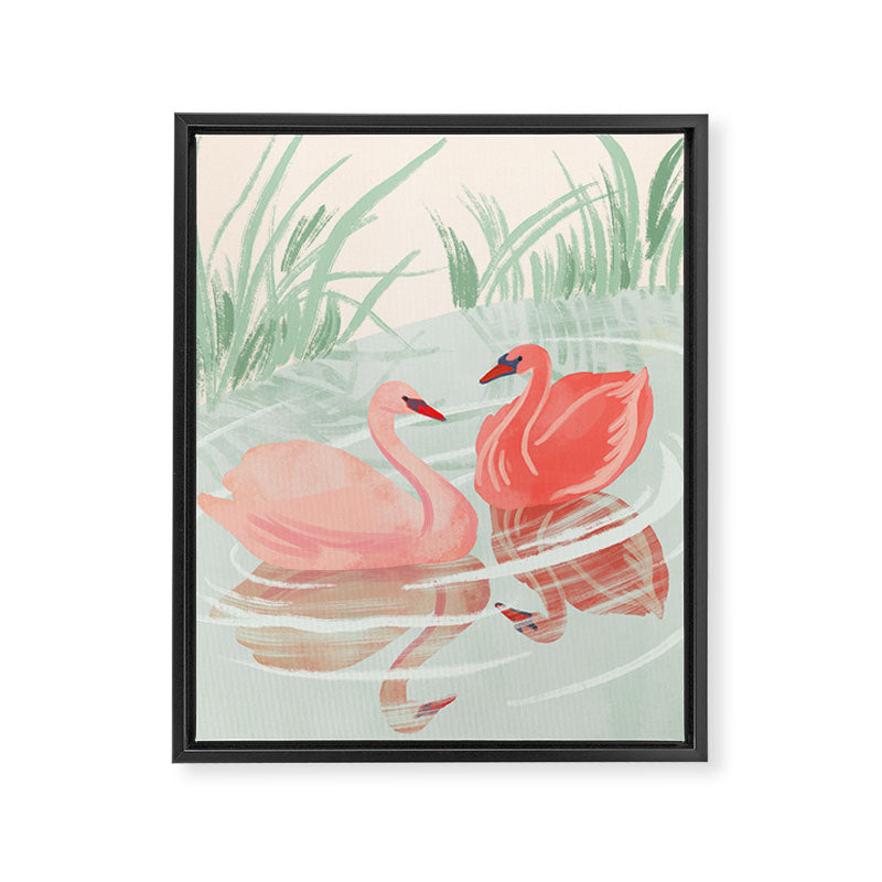 Pink Swans Framed Canvas Print Gallery Image 6