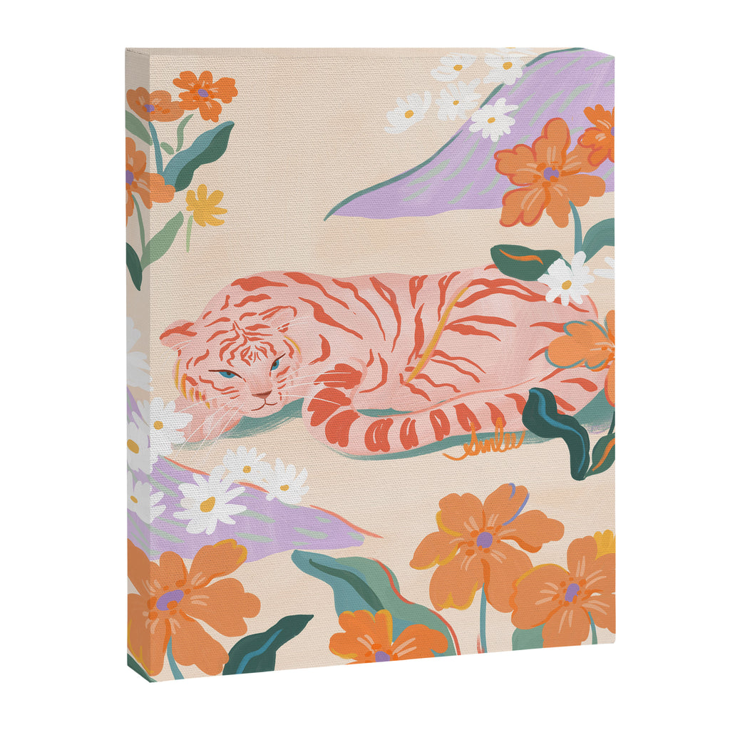 Pink Tiger in Wild Garden  Canvas Print Gallery Image 6