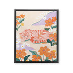 Pink Tiger in Wild Garden  Framed Canvas Print Gallery Image 6