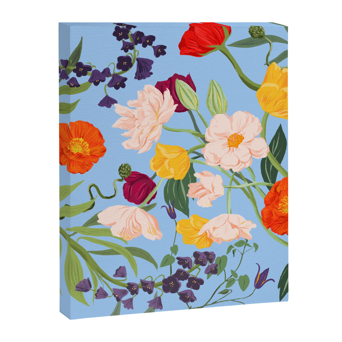 Poppy Garden Blue Canvas Print Gallery Image 6