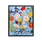 Poppy Garden Blue Framed Canvas Print Gallery Image 6