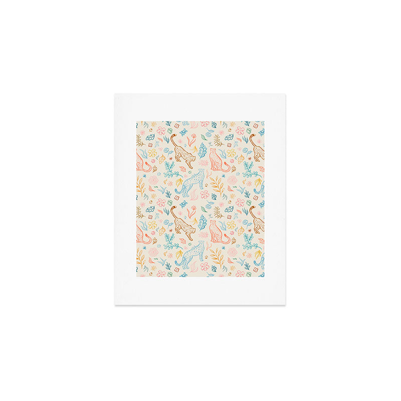 Rainbow Cheetahs and plants Art Print Gallery Image 1