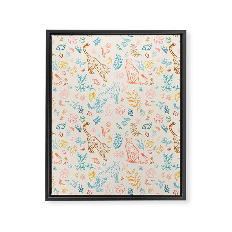 Rainbow Cheetahs and plants Framed Canvas Print Gallery Image 8