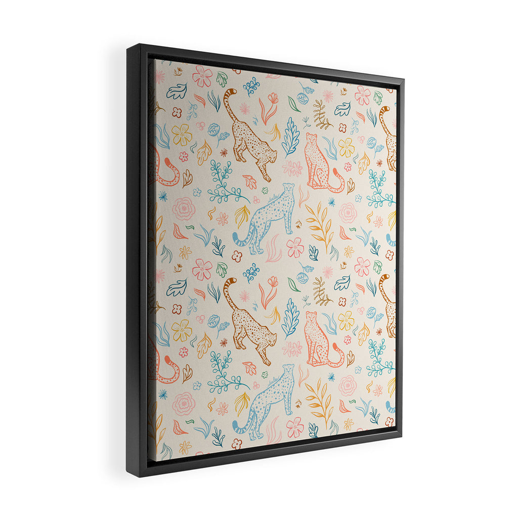 Rainbow Cheetahs and plants Framed Canvas Print Gallery Image 2