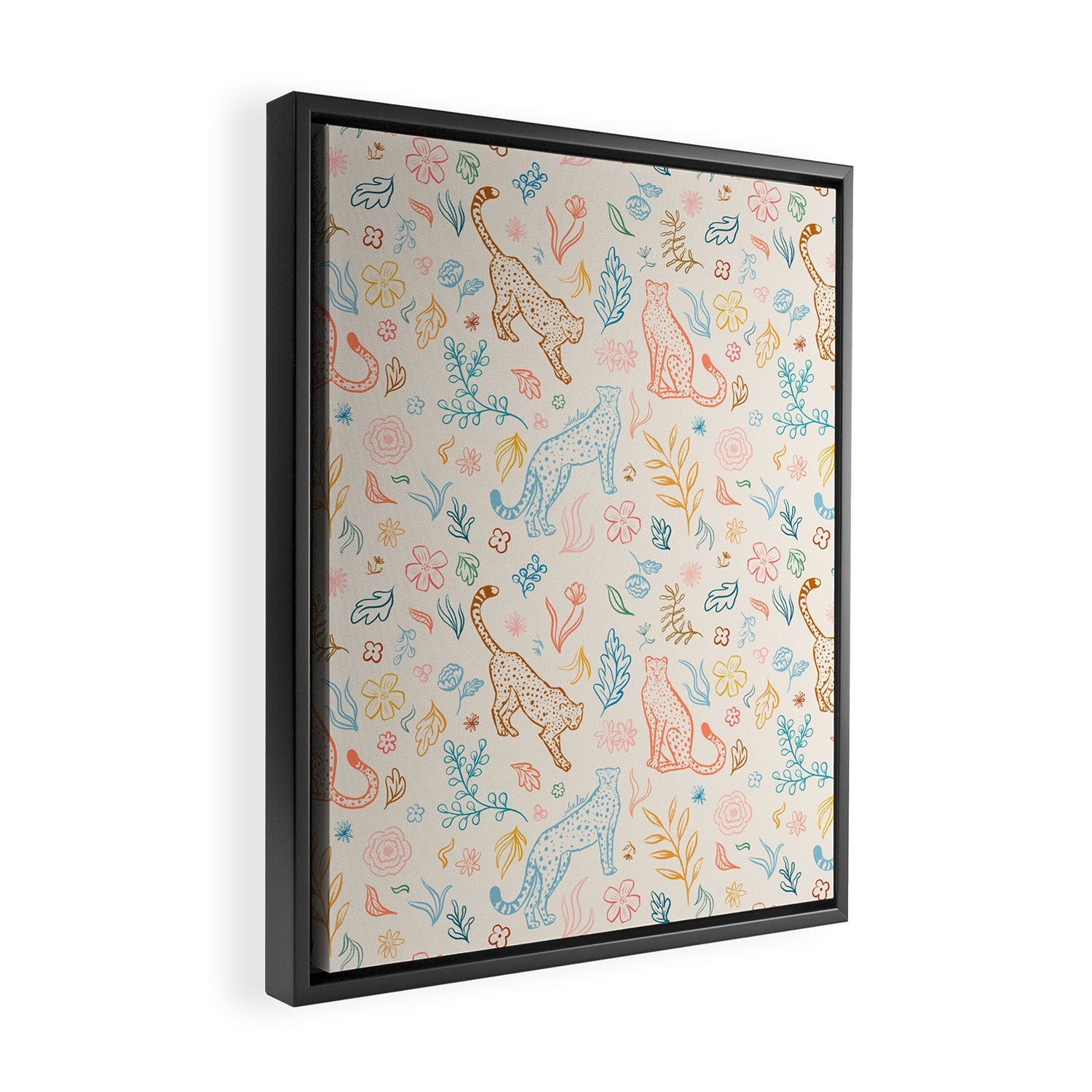 Rainbow Cheetahs and plants Framed Canvas Print Gallery Image 2