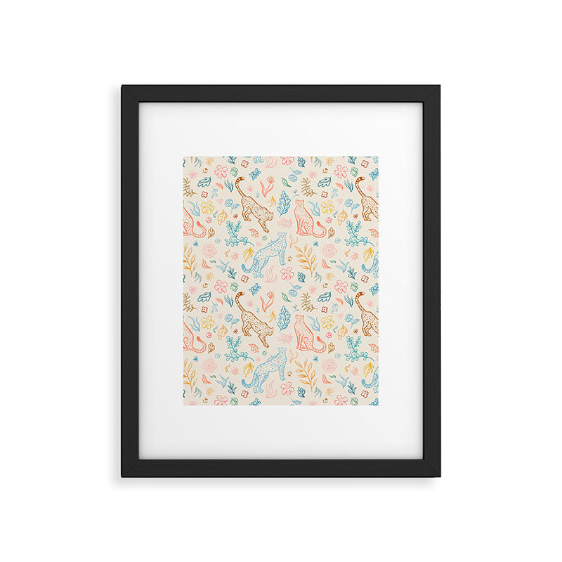 Rainbow Cheetahs and plants Framed Art Print Gallery Image 6