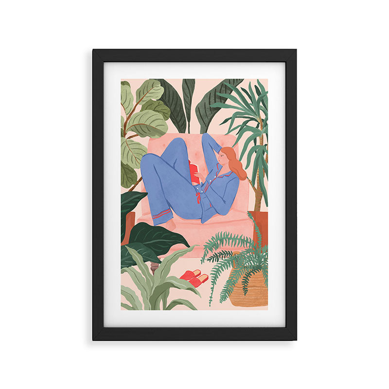 Reading with The Plants Framed Art Print Gallery Image 2