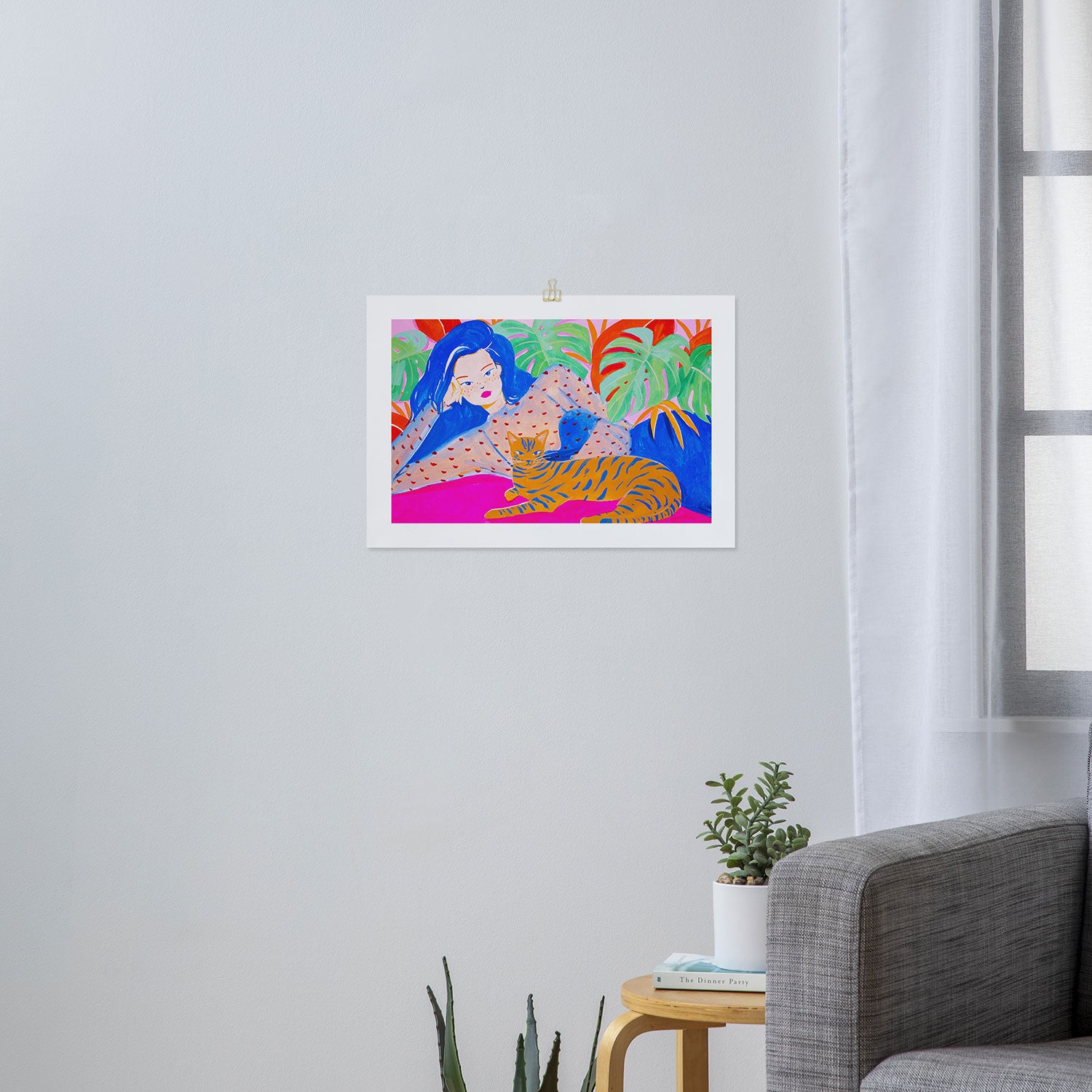 Relaxing with Cat Art Print Gallery Image 3
