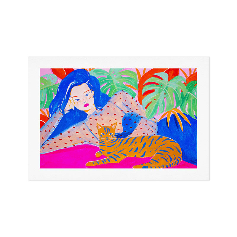 Relaxing with Cat Art Print Gallery Image 1
