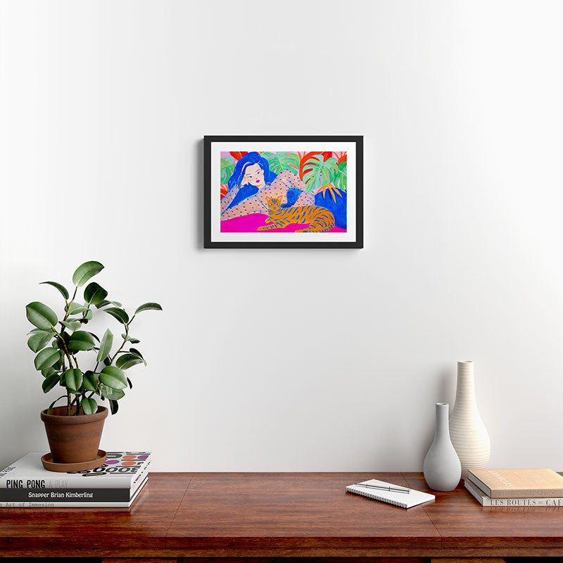 Relaxing with Cat Framed Art Print Gallery Image 2