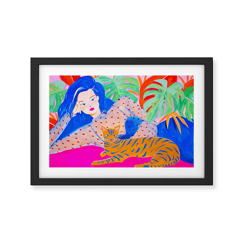 Relaxing with Cat Framed Art Print Gallery Image 2
