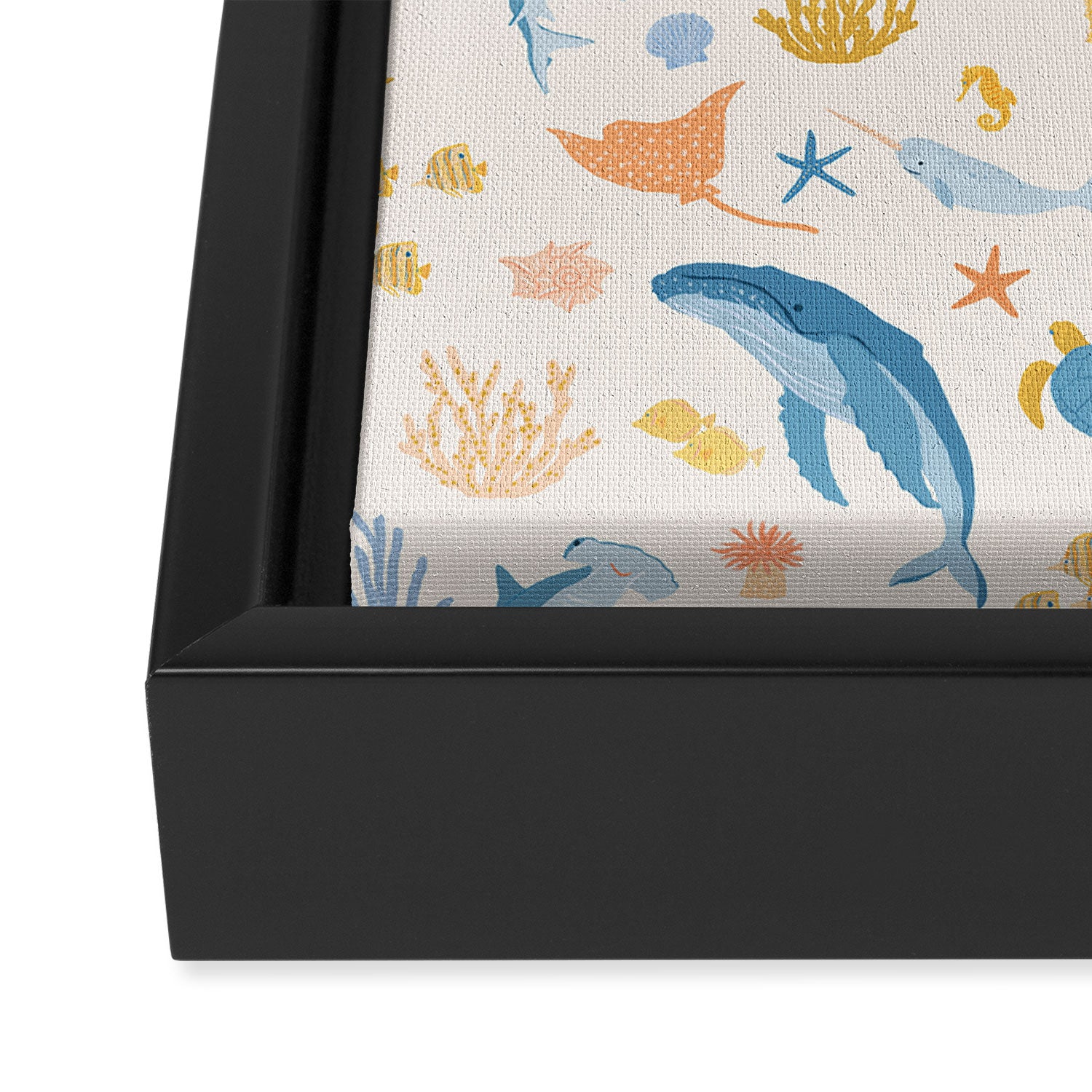 Sea Animals Pattern Framed Canvas Print Gallery Image 3