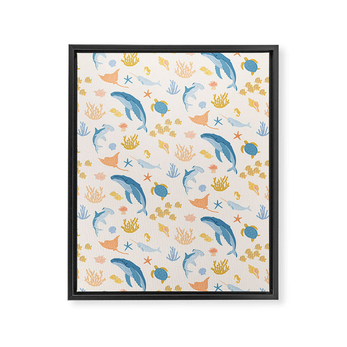 Sea Animals Pattern Framed Canvas Print Gallery Image 1