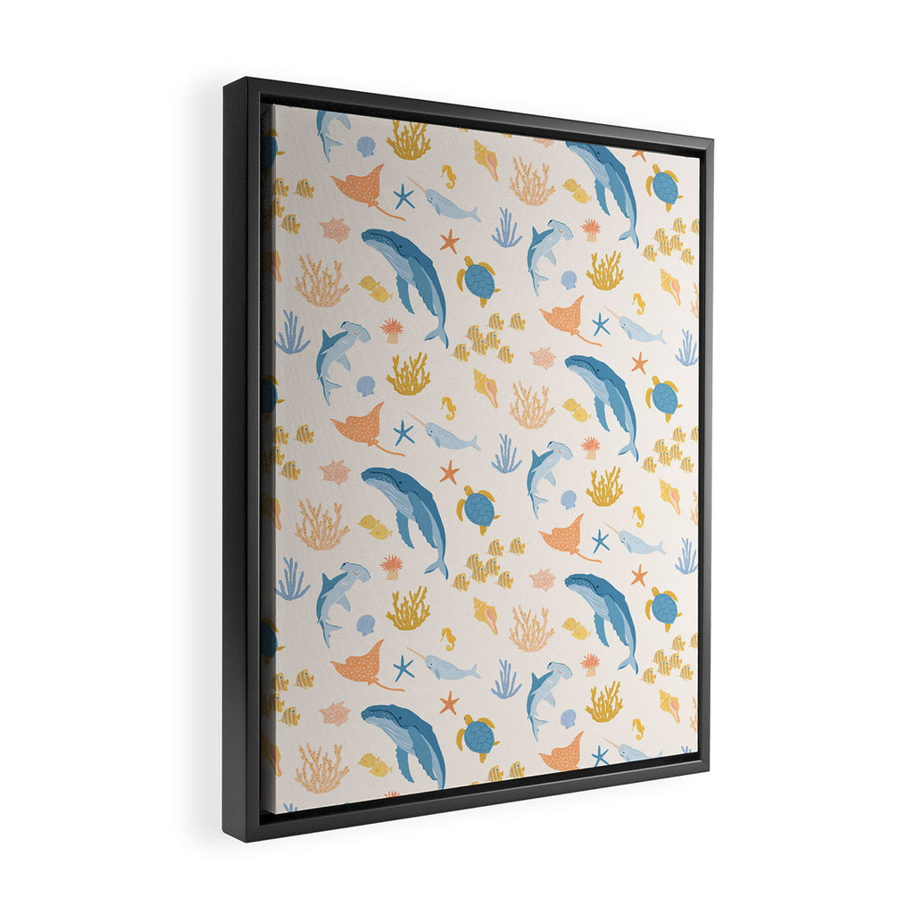 Sea Animals Pattern Framed Canvas Print Gallery Image 2
