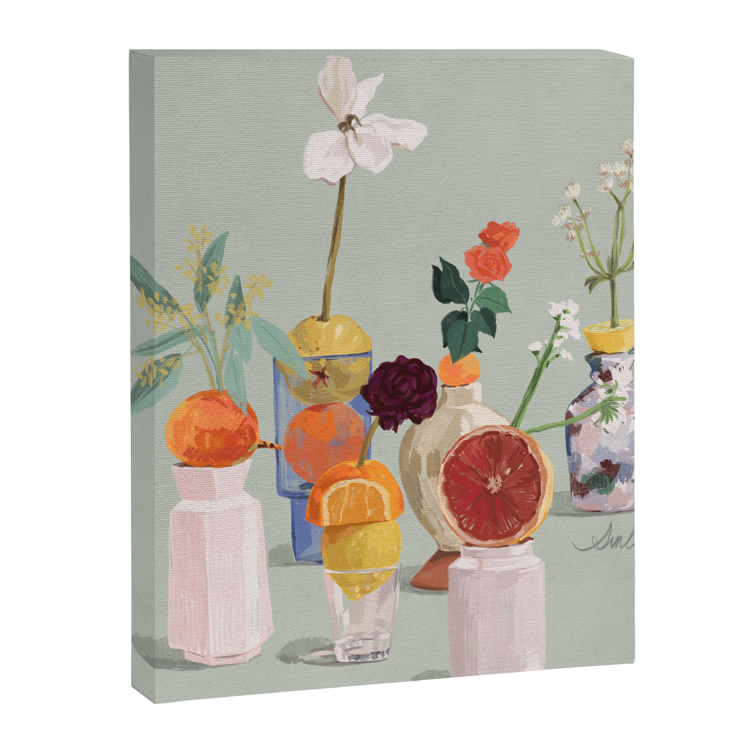 Still Life with Citrus and Flowers Canvas Print Gallery Image 8
