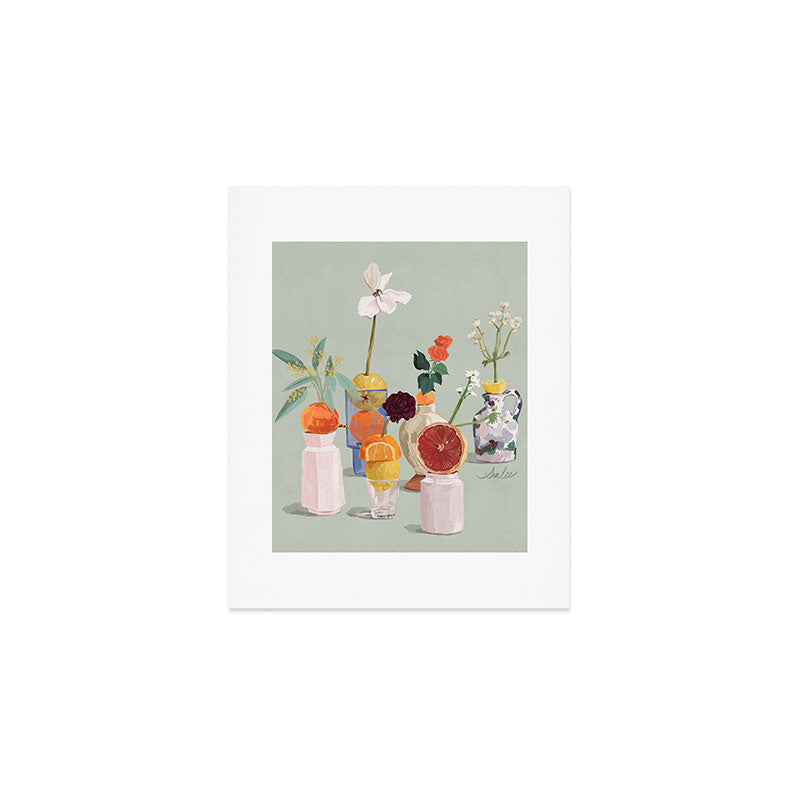 Still Life with Citrus and Flowers Art Print Gallery Image 1